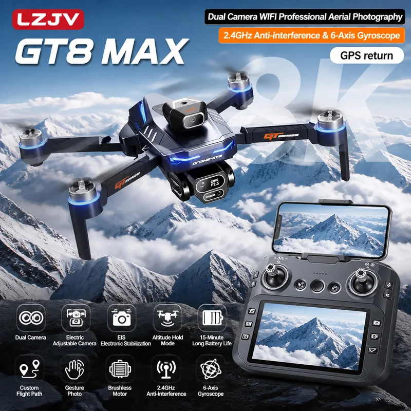 Drone Kit Professional - Drone Dobrável GT8 Max com Câmera