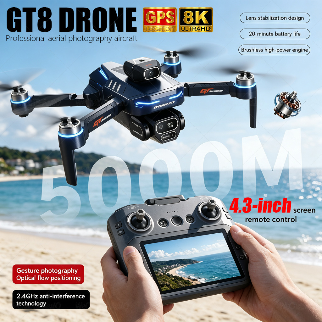 NOVO Drone GT8 HD RC 4K Profis - Drone Kit Professional avaliação e preço